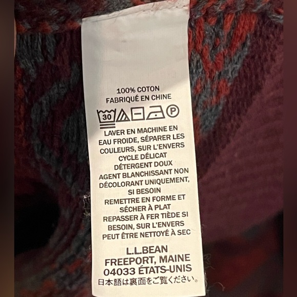 LL Bean Mens Large Aztec 100% Cotton Pullover Vintage Sweater with 1/4 zip - Picture 5 of 5